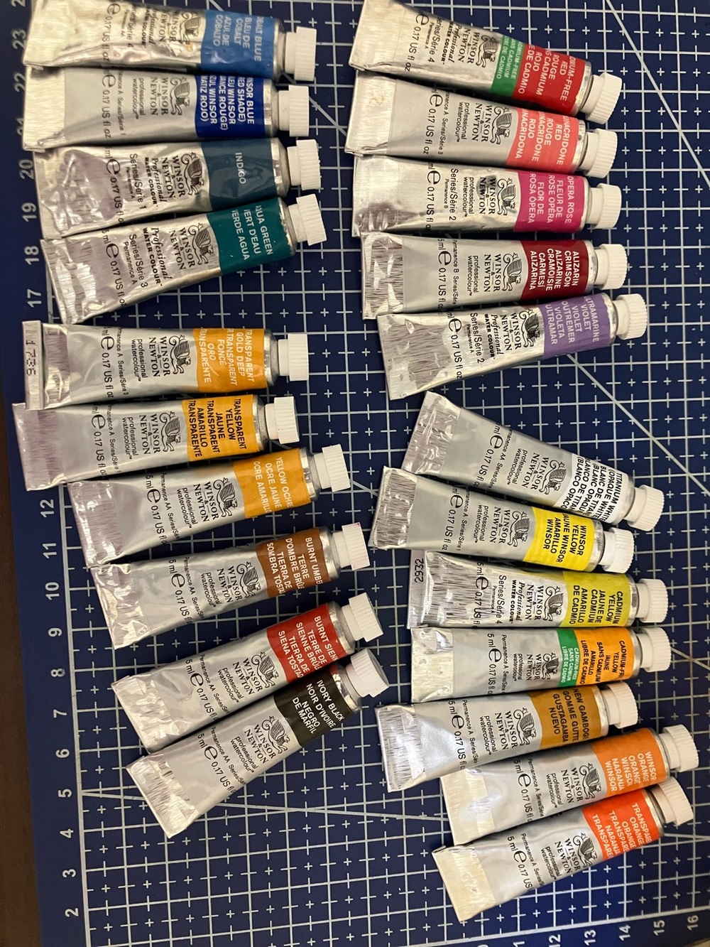Winsor & Newton Professional Watercolor Paint Tube Set - 22 Assorted Colors